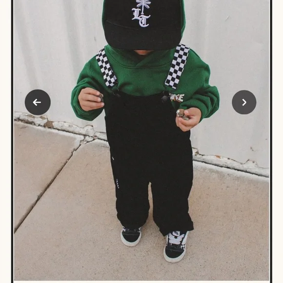 Kids Black Overalls with Checkered Straps ⚡️ - Picture 1 of 5